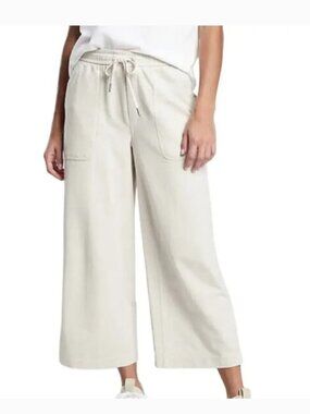 Athleta Farallon Wide Leg Crop Pants Size 18 Stone Color Pockets